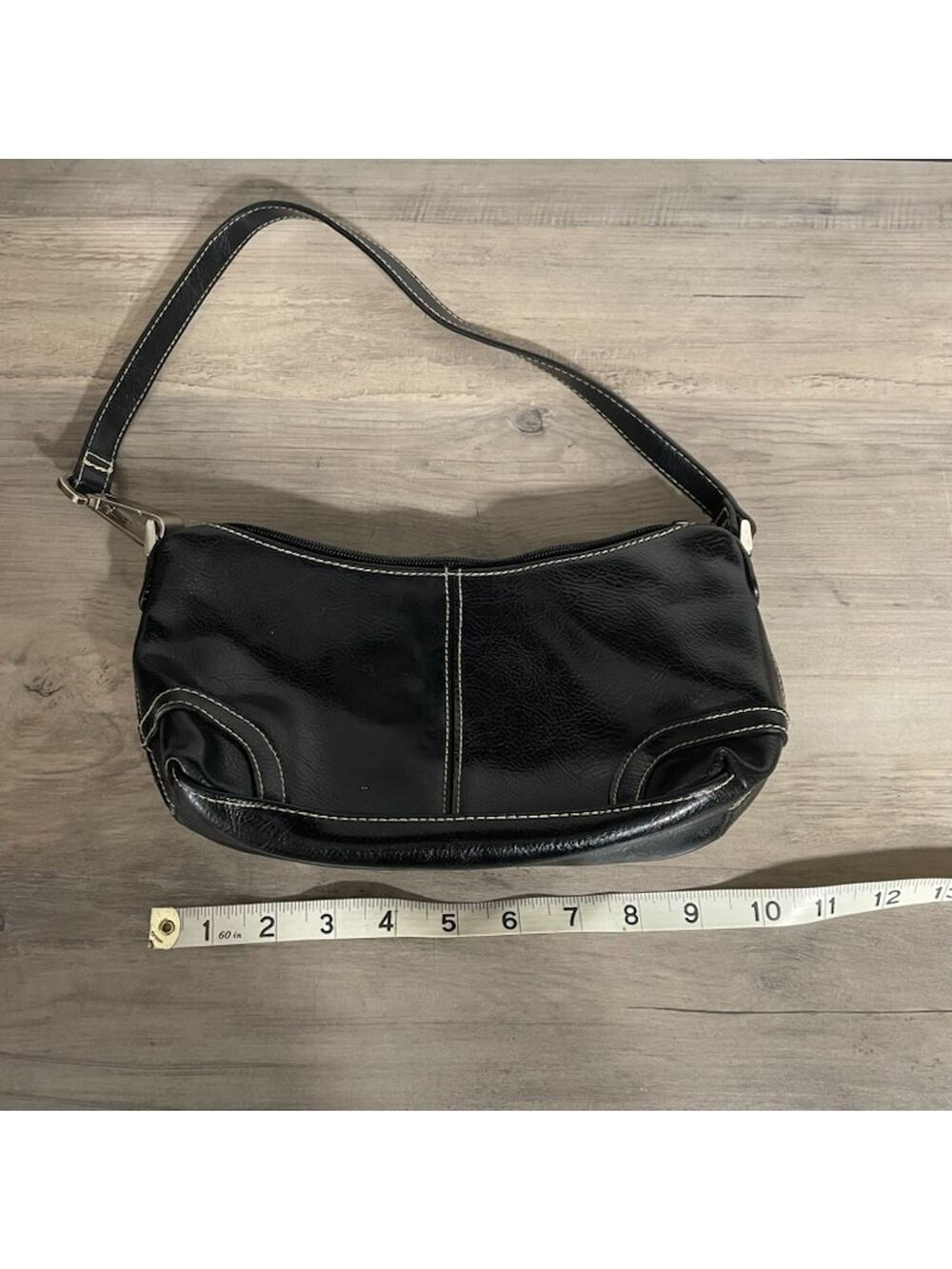 Strada Small Black Sling Shoulder Bag Faux Leather Y2K Style